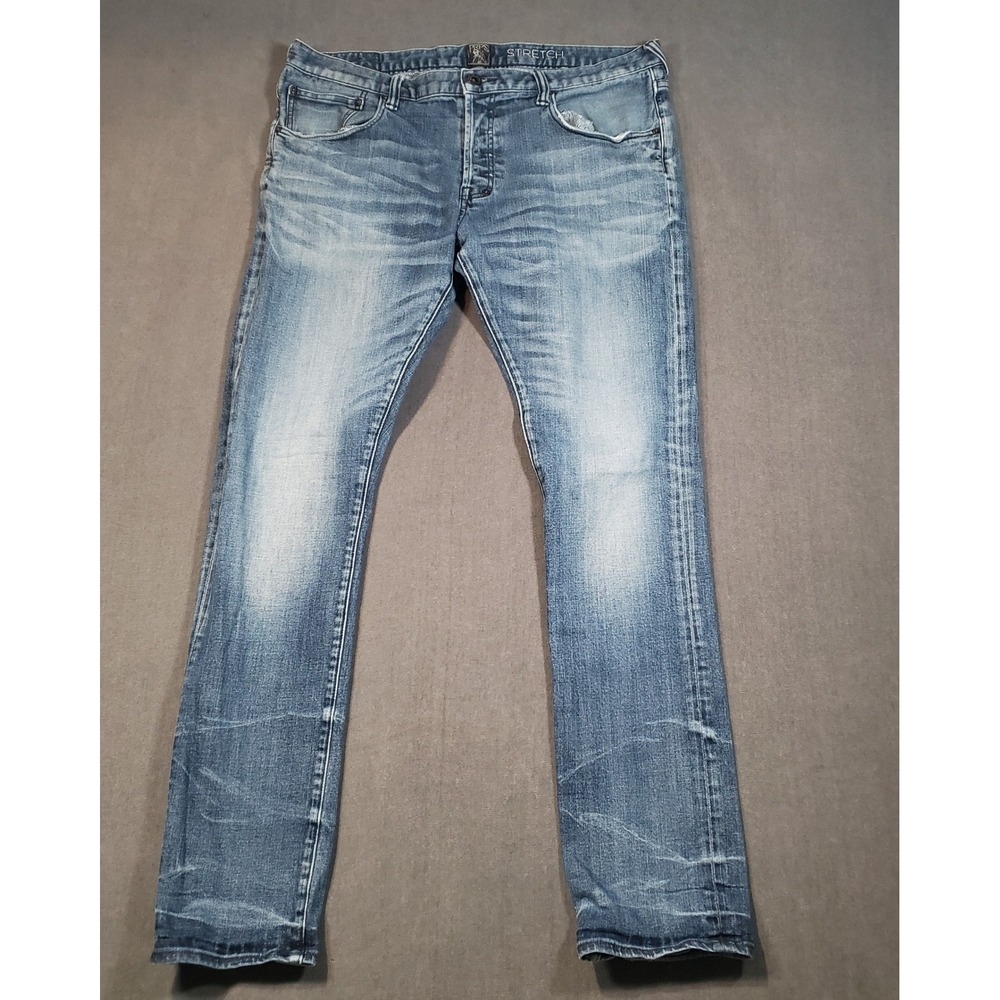 PRPS Goods & Co. Jeans Mens 38 Blue Stretch Button Fly Whiskered Slim Straight